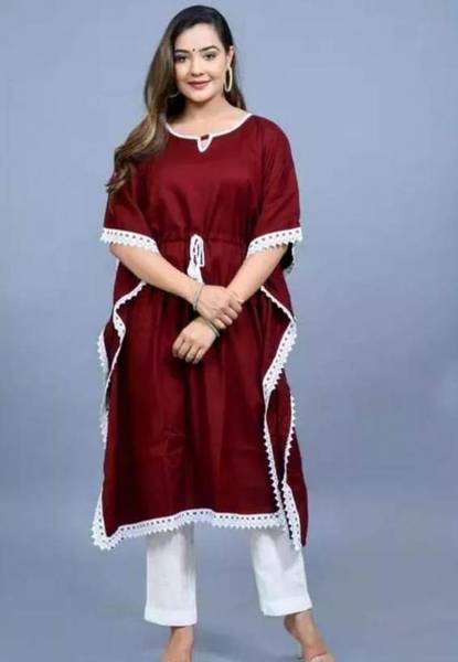 Khimara Women Solid Kaftan Kurta