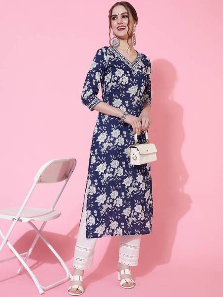 Toryan Women Floral Print Straight Kurta