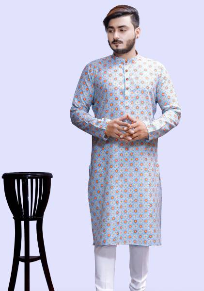 Tibra Collection Men Floral Print Flared Kurta