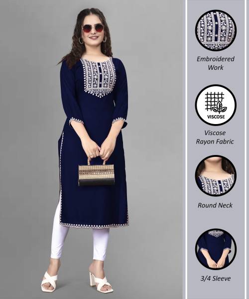PATBRO Women Embroidered A-line Kurta