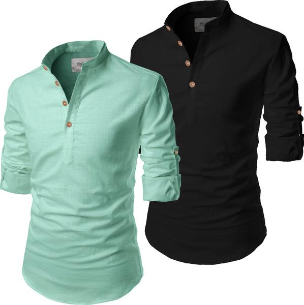HouseOfCommon Men Solid Straight Kurta
