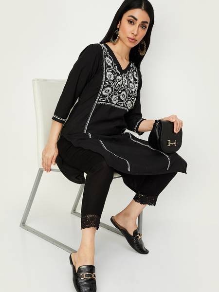 MAX Women Embroidered Straight Kurta