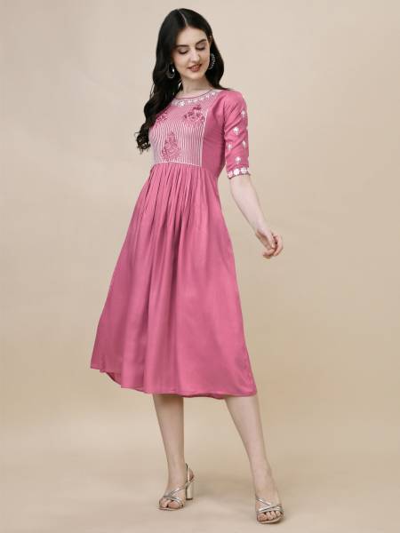 Dviera Trendz Women Ethnic Dress Pink Dress
