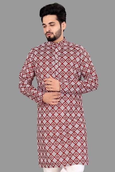 CELLUX Men Printed Straight Kurta