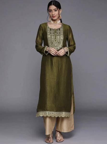 RARE THREAD Women Embroidered A-line Kurta