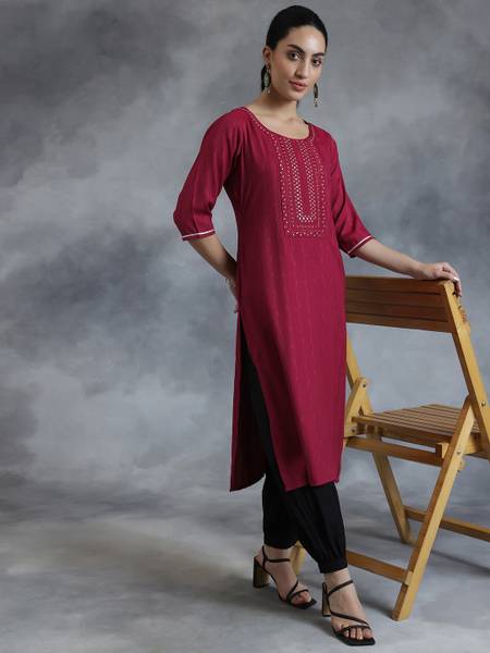 LIBAS Women Embroidered Straight Kurta