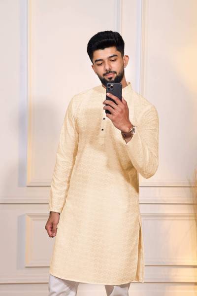 Koshin Men Paisley, Embroidered Straight Kurta