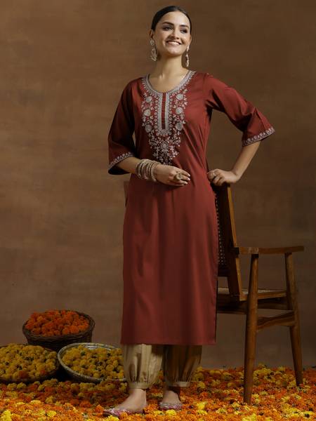 LIBAS Women Embroidered Straight Kurta