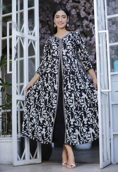 DARVIKAA COLLECTION Women Floral Print Frontslit Kurta