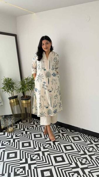 VIBELY Women Kurta Palazzo Set