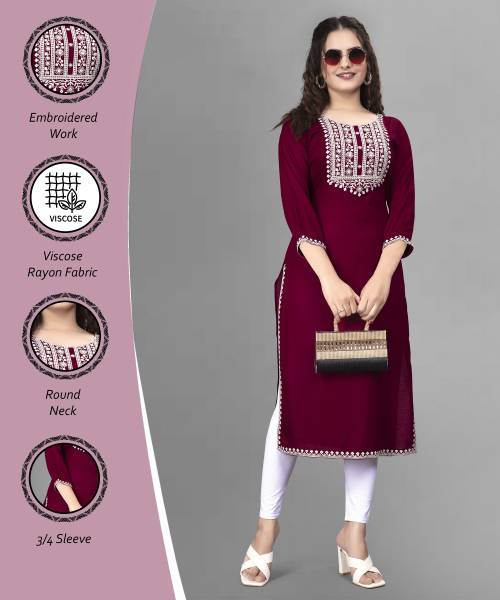 PATBRO Women Embroidered A-line Kurta