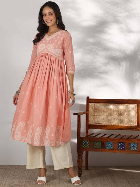 LIBAS Women Embroidered A-line Kurta
