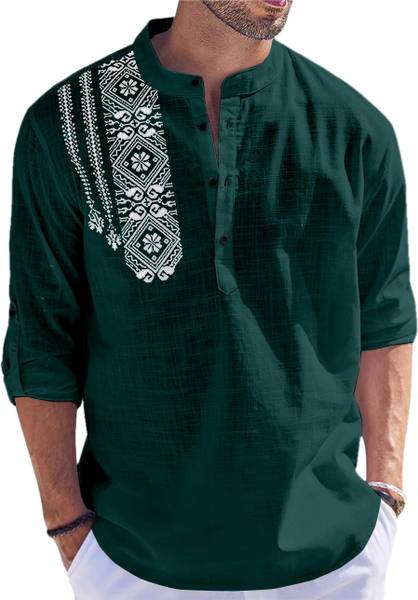 FOLGEN Men Printed Straight Kurta