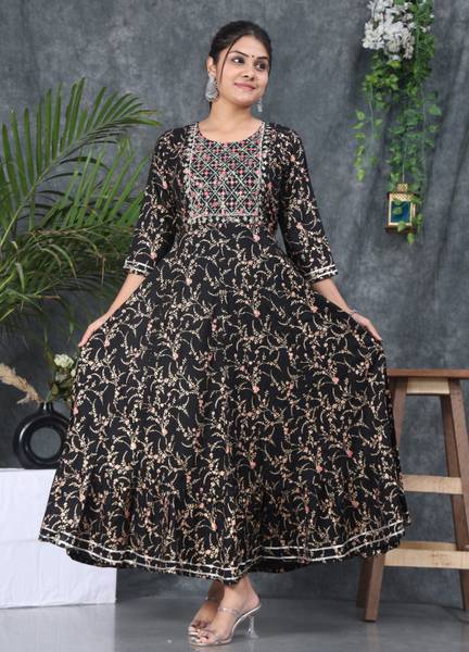 HouseOfCommon Women Embroidered, Printed Anarkali Kurta