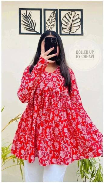 New RJP Craft Women Floral Print Flared Kurta