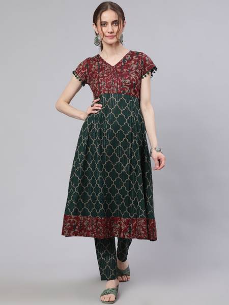 AKS Women Floral Print Anarkali Kurta