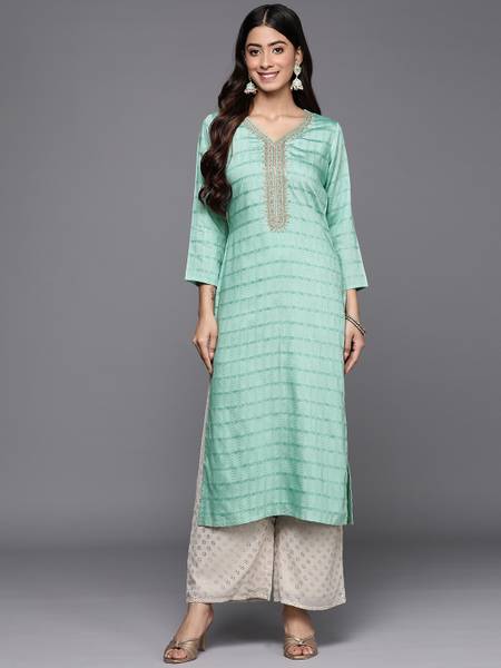 LIBAS Women Woven Design Straight Kurta