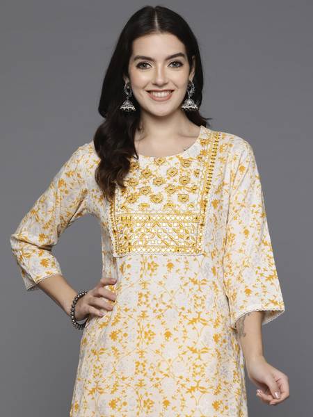 Indo Era Women Printed Straight Kurta