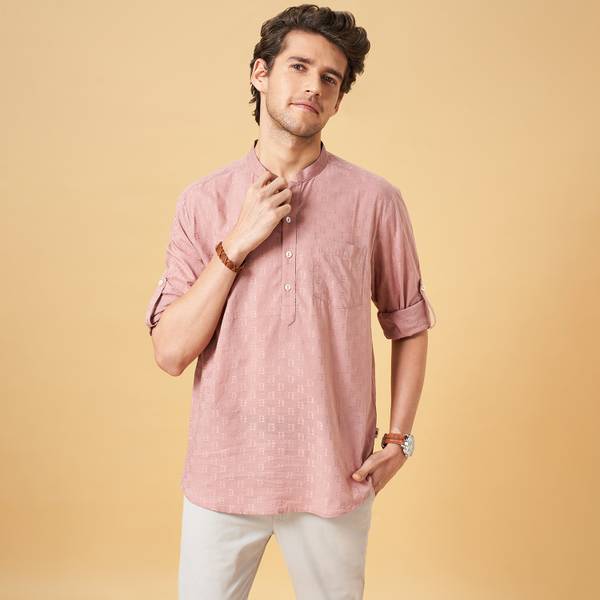 Indus Route by Pantaloons Men Dyed/Ombre Straight Kurta