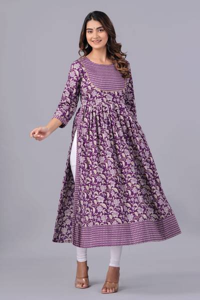 Khushboo Fashion Women Floral Print Trail Cut Kurta