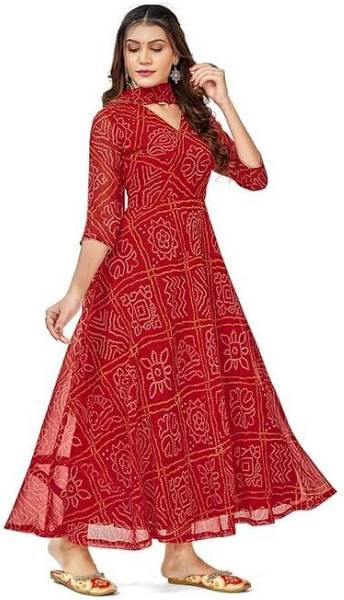 Aether Women Geometric Print Anarkali Kurta