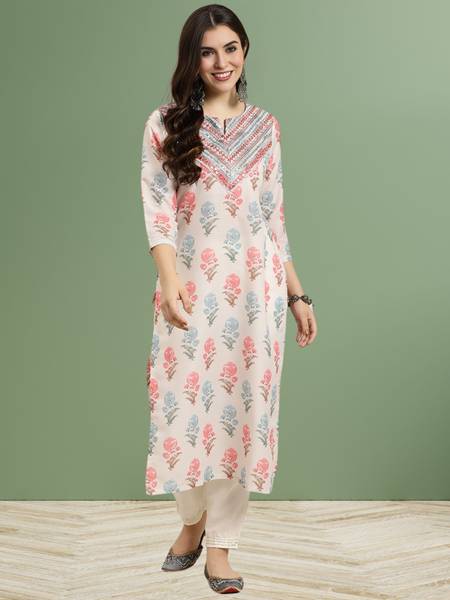 Nayasi Women Embroidered Straight Kurta