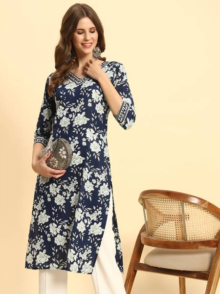 Sa Rasa Women Floral Print Straight Kurta