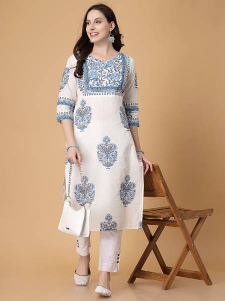 God Bless Women Floral Print Straight Kurta