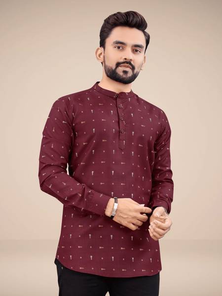 NIVICK Men Geometric Print Straight Kurta