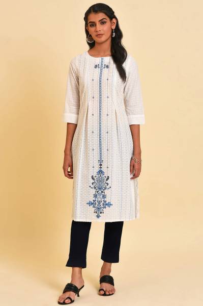 W Women Floral Print Straight Kurta