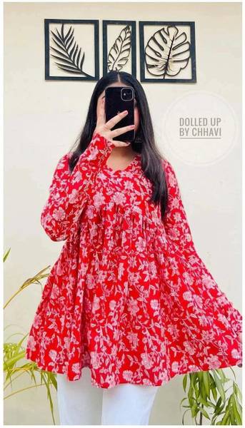 New RJP Craft Women Floral Print Flared Kurta