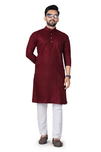 MANIMANN Men Solid Straight Kurta