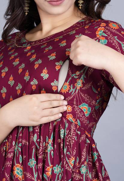 77Taj7 Women Block Print Anarkali Kurta