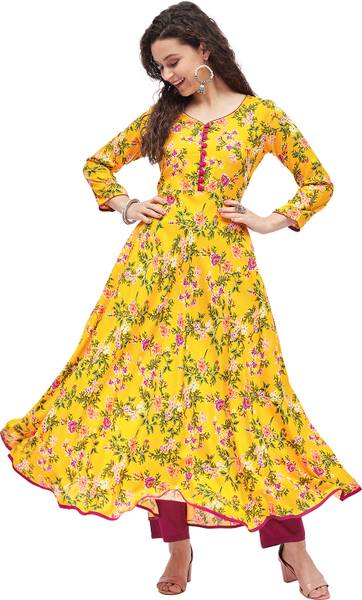 Tissu Women Floral Print Flared Kurta