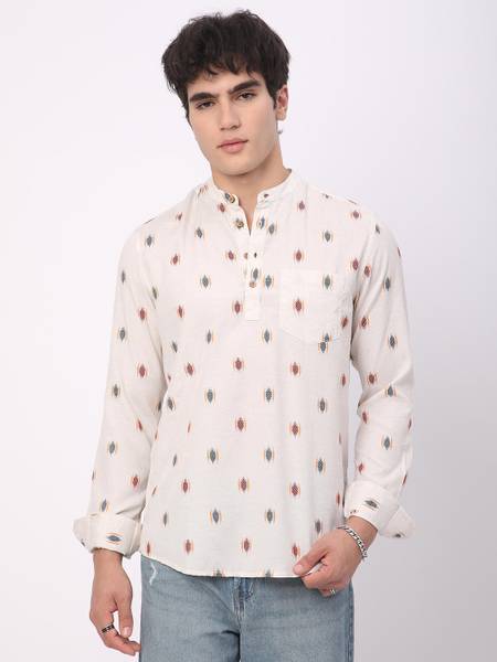 VASTRADO Men Self Design Straight Kurta