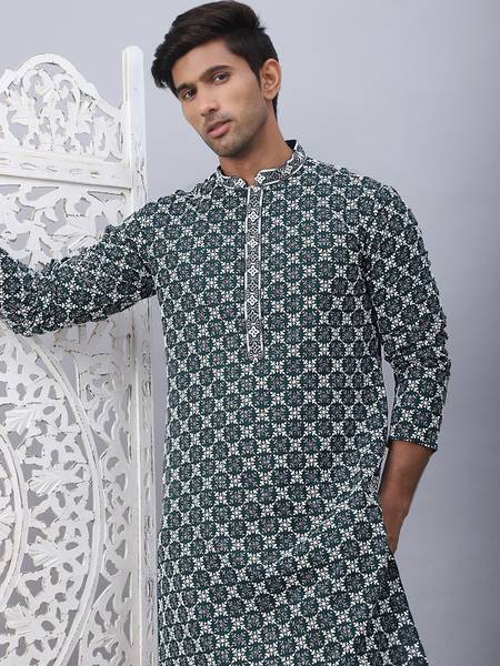 Jompers Men Printed Straight Kurta