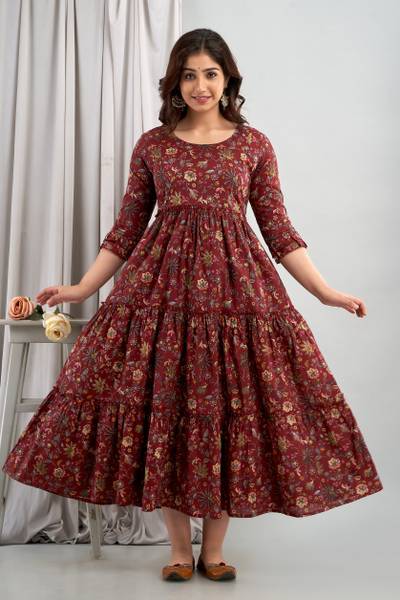 Silakiva Women Floral Print Anarkali Kurta