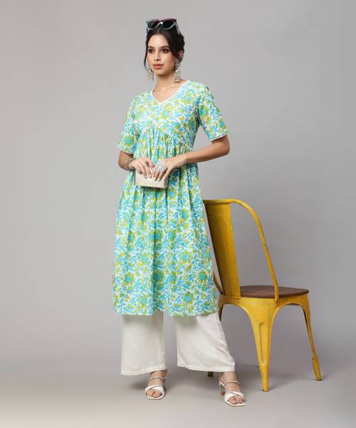 VIHARINI Women Floral Print Anarkali Kurta
