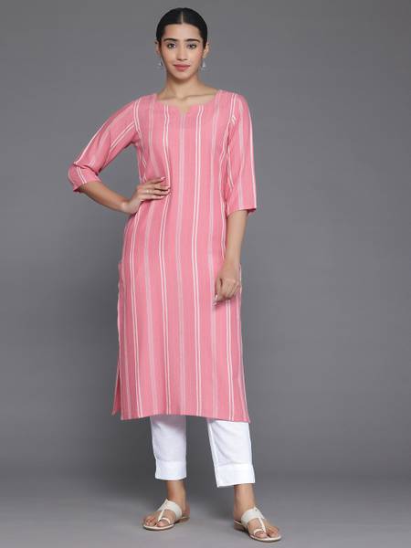 LIBAS Women Striped Straight Kurta