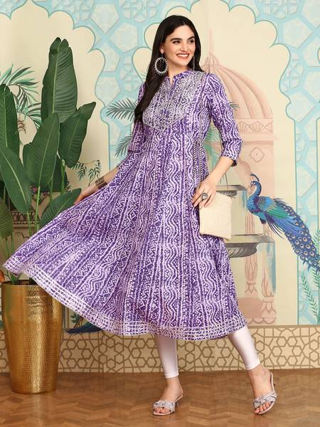 Ishin Women Self Design A-line Kurta