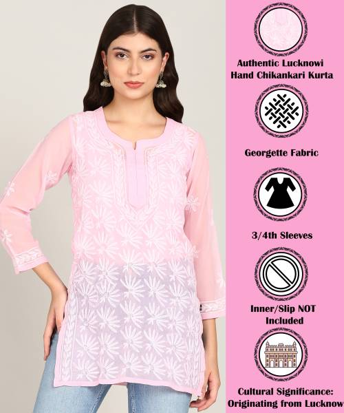 VAHSON Women Chikan Embroidery, Embroidered, Self Design A-line Kurta