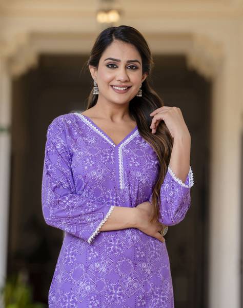yeoja creation Women Block Print Straight Kurta