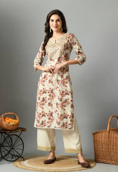 INDY LOOM Women Abstract Straight Kurta