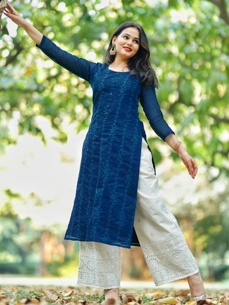 LIBAS Women Embroidered Straight Kurta