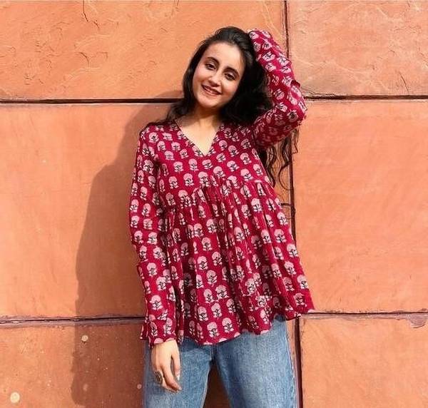 SAICHA Formal Floral Print Women Red Top