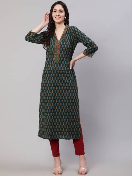 Nayo Women Printed Straight Kurta Price History