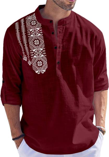 FOLGEN Men Printed Straight Kurta