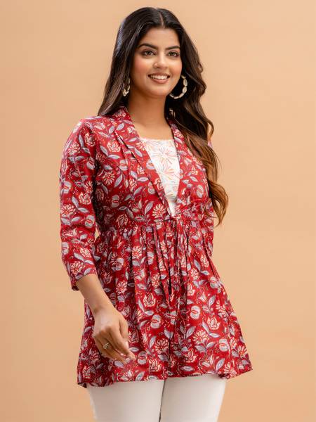 FERANOID Women Floral Print Flared Kurta