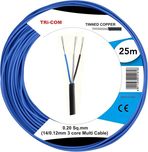 TRICOM Tinned Copper, 3 Core, Water Level Indicator Cable 0.2 sq/mm Black 25 m Wire