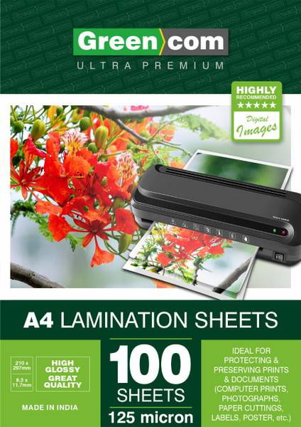 greencom A4 Thermal Lamination Sheets, 100-Pouches A4 Laminating Sheet